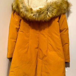 Sam Edelman  - Faux Fur Hooded Parka, Mustard, XS